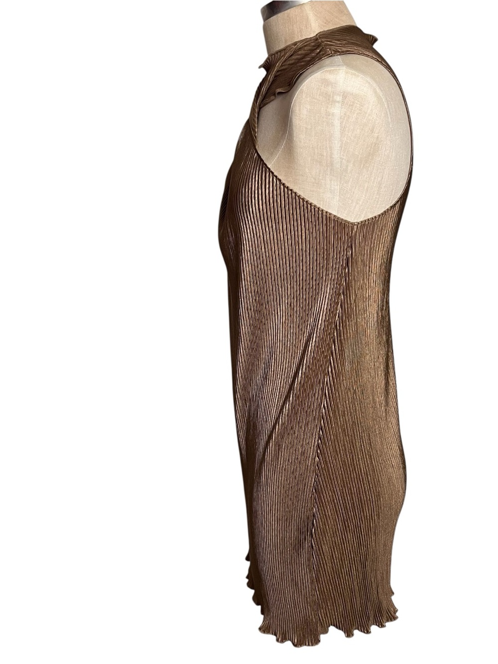 Song Of Style Pluto Bronze Pleated Lightweight Mini Dress — Size Small - Picture 8 of 11